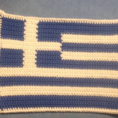 DIY-Häkelanleitung Topflappen "Griechenland"