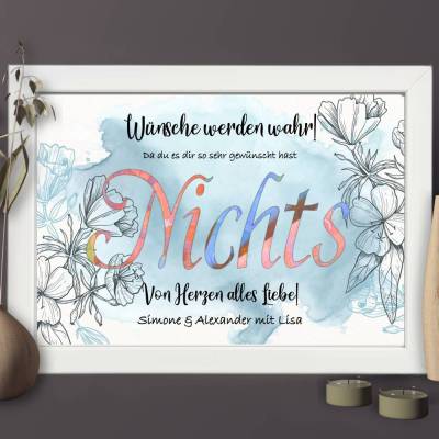 Geldgeschenk Nichts zum Geburtstag - Geburtstagsgeschenk personalisiert - Nix gewünscht Geschenkidee