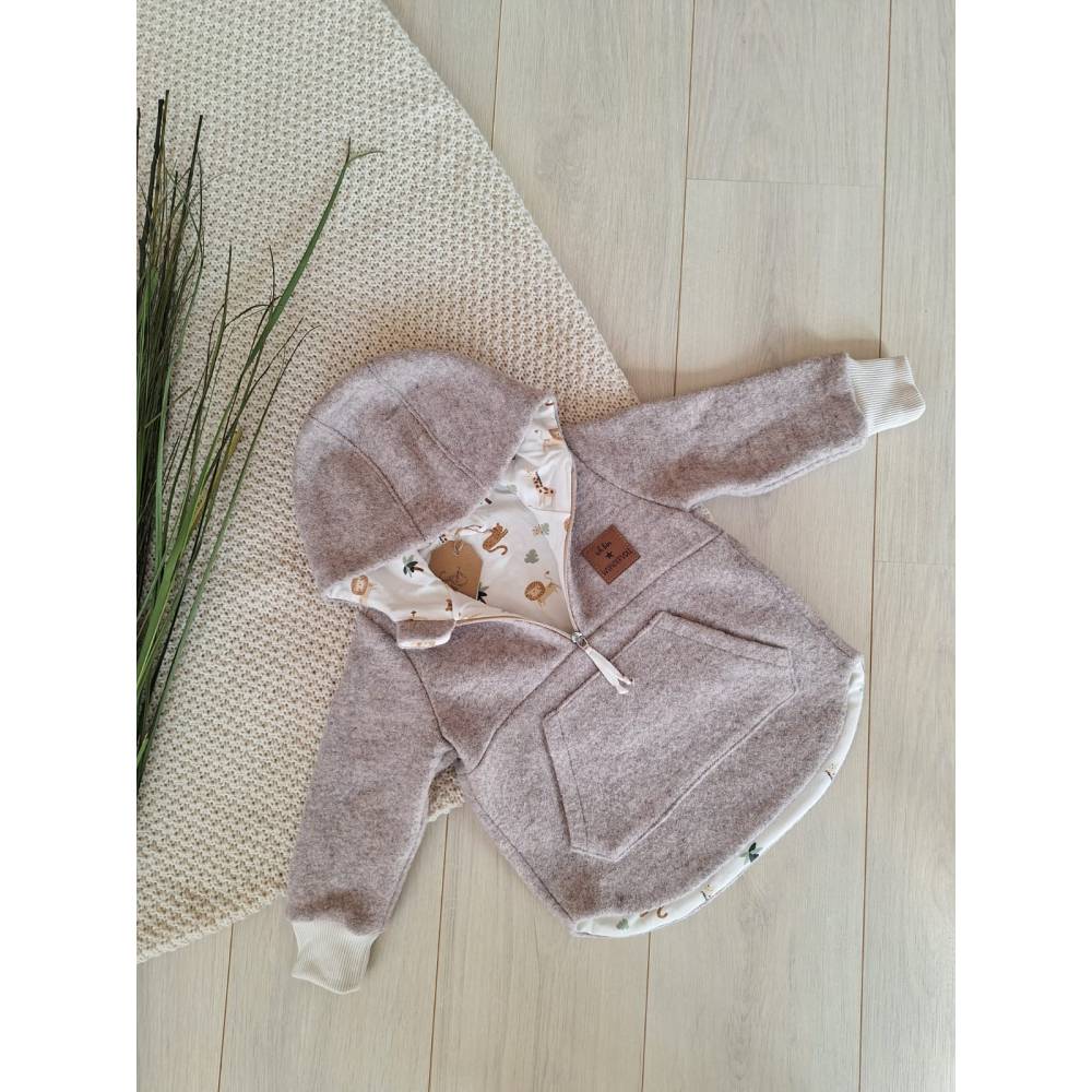 Outdoor-Hoodie Wollwalk mit Eingrifftaschen, Gr. 92, beige Bild 1