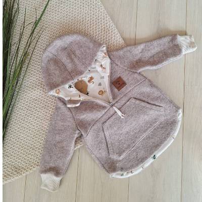 Outdoor-Hoodie Wollwalk mit Eingrifftaschen, Gr. 92, beige