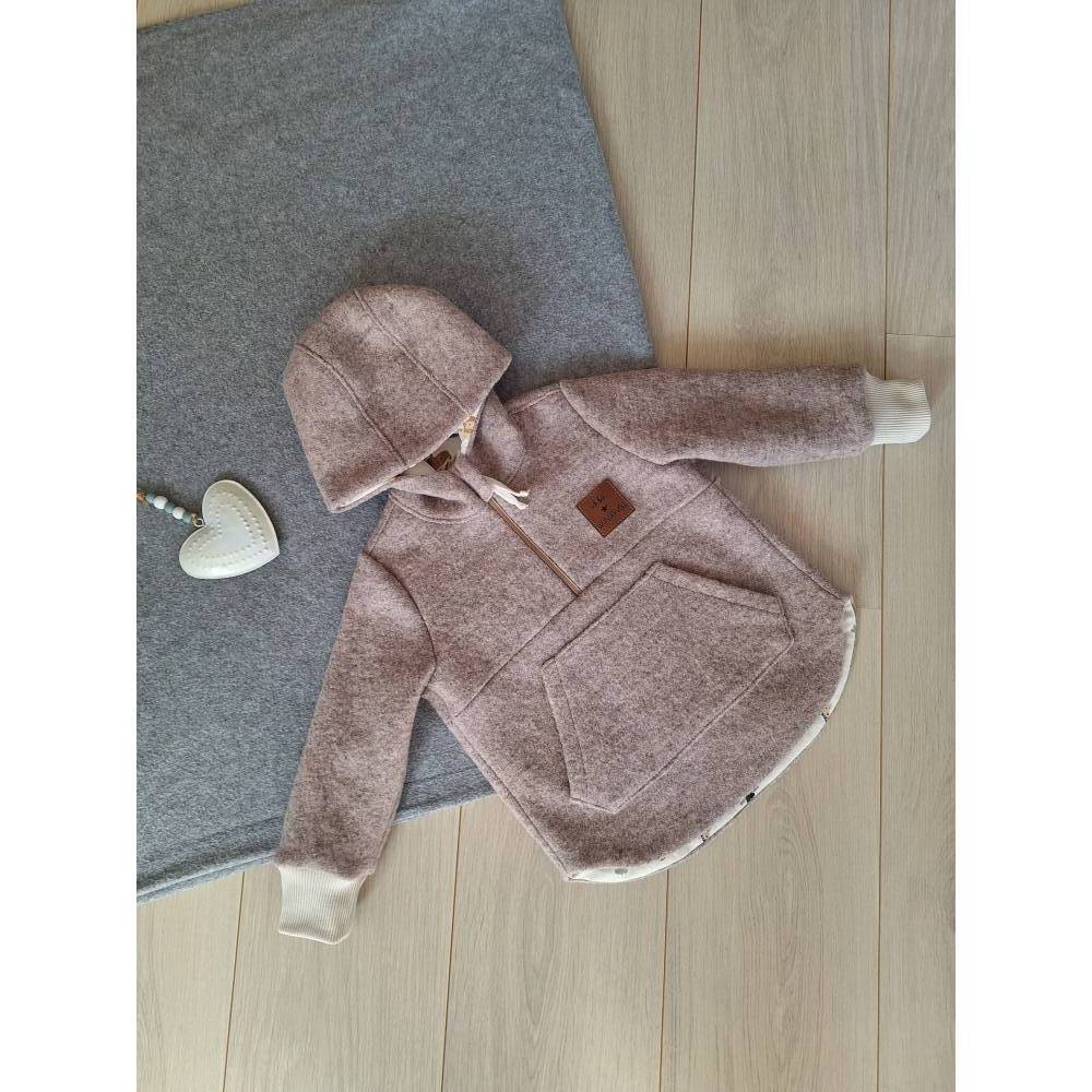 Outdoor-Hoodie Wollwalk mit Eingrifftaschen, Gr. 92, beige Bild 2