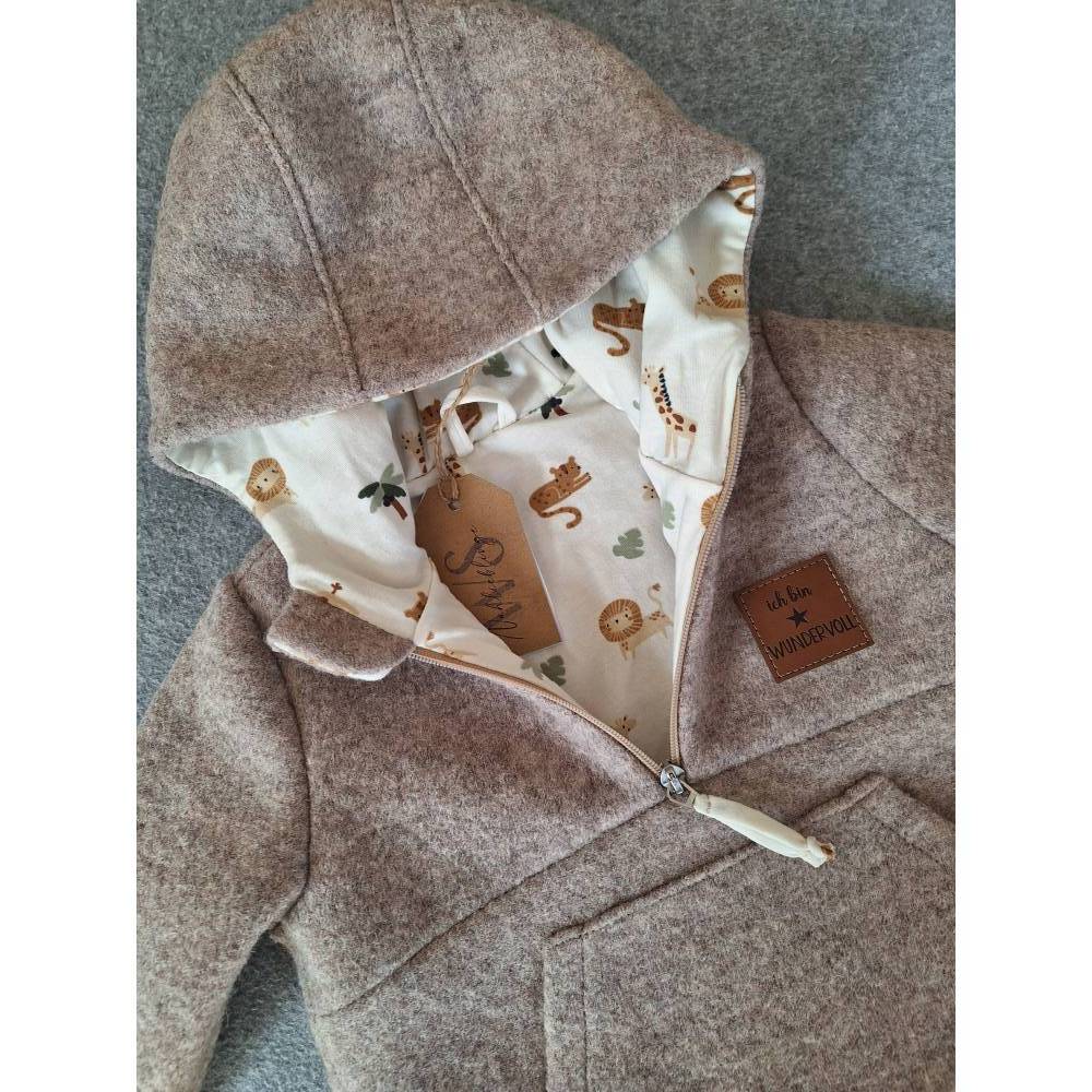 Outdoor-Hoodie Wollwalk mit Eingrifftaschen, Gr. 92, beige Bild 3