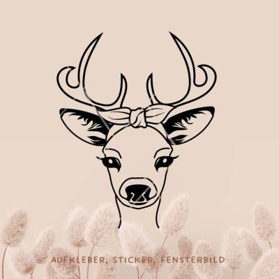Fensterbild Hirsch mit Schleife – Vinyl-Aufkleber für Fenster, Spiegel & glatte Oberflächen