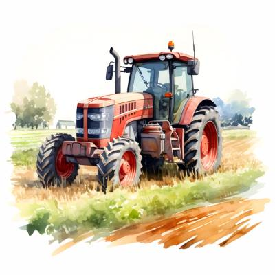 249 Wandtattoo roter Traktor Trecker in 4 vers. Größen
