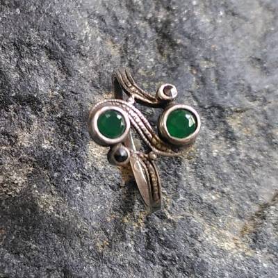 verschlungen: Jugendstil Ring Silber - Grün ist die Hoffnung