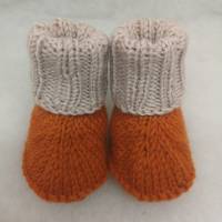 Babyschuhe rost Gr. 16 – Handgestrickte Babybooties, Fusssohlenlänge 9cm