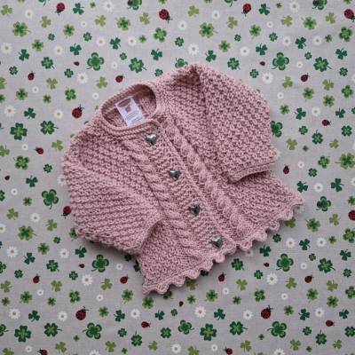 Trachtenjacke Strickjacke Mädchen Pullover rosa handgestrickt Taufkleidung Hochzeit Dirndl Kleid Geschenk Taufe