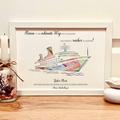 Geldgeschenk personalisiert zum Geburtstag | Geburtstagsgeschenk Kreuzfahrt | Reiseliebhaber Gutschein