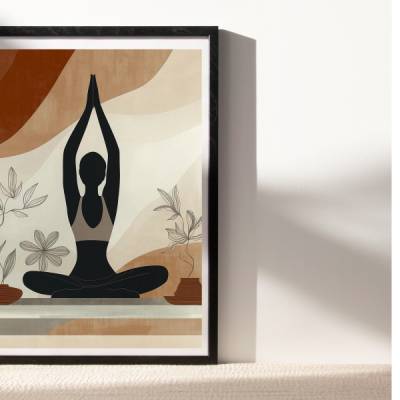 Digitales Wandbild – Yoga Silhouette | Boho Poster | Minimalistischer Kunstdruck | Sofort-Download