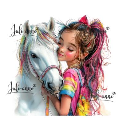 Bügelbild Einhorn Pferdemädchen 1