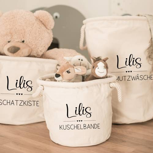 Personalisierter Aufbewahrungskorb mit Wunschmotiv für Spielsachen, Wäschekorb, Kinderzimmer, Geschenkidee