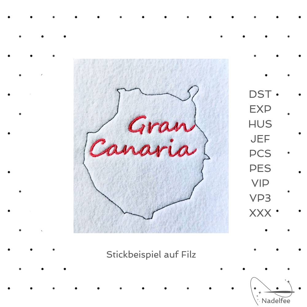 Stickdatei * Gran Canaria * 100x95 mm Maschinenstickmuster . dst exp hus jef pcs pes vip vp3 xxx Bild 2