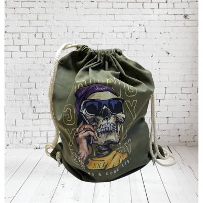 Rucksack Turnbeutel Stoffbeutel Young & Cool dunkelgrün