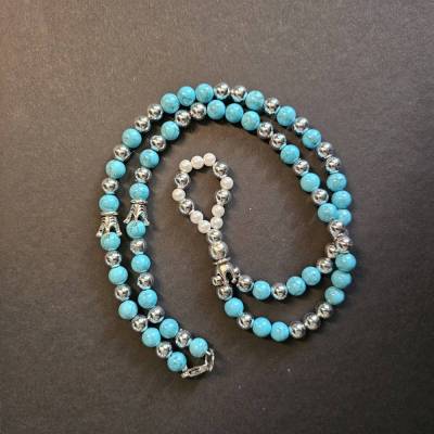 Brillenkette & Halskette aus Türkisperlen – Handgemachte Multifunktionskette (BRI 24)