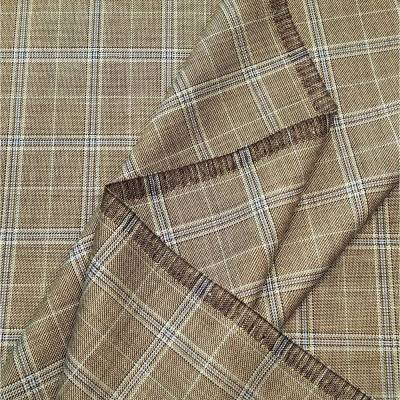Karostoff aus Schurwolle-Leinen in meliertem Beige und Hellblau für Hosen, Kleider, Sakkos, Anzüge, Blazer