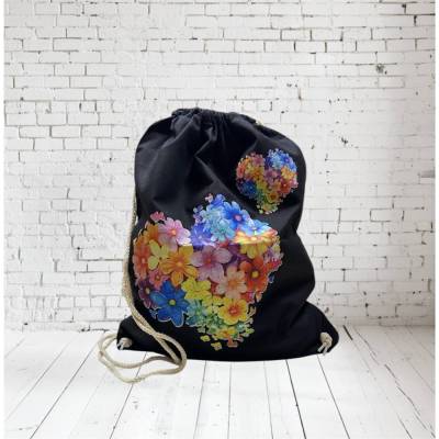 Rucksack Turnbeutel Stoffbeutel Blumen Herz
