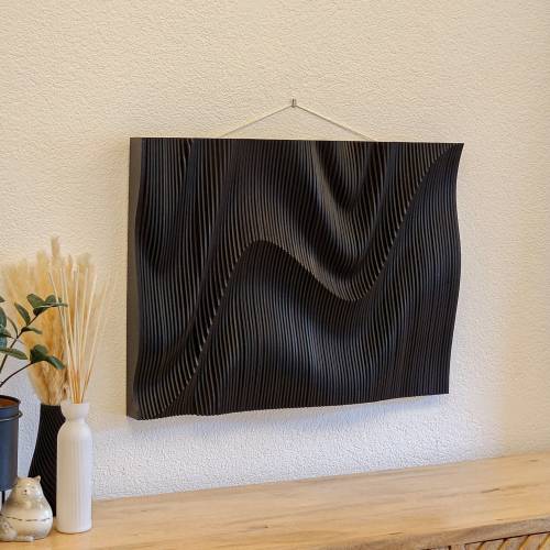 Wanddeko Holz schwarz, Parametrisches Wandbild, Wandkunst aus Holz, Geometrisches Muster, Holzdeko Wand, Deko modern, Pa