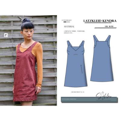 PDF-Schnittmuster Latzkleid Kendra –  Design mit V-Ausschnitt & A-Linien-Silhouette (Gr. 36-50)