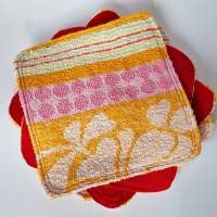 Nachhaltiges Spültuch Frottee-Cord orange-pink 60er / rot Uni – Upcycling von he-ART by helen hesse