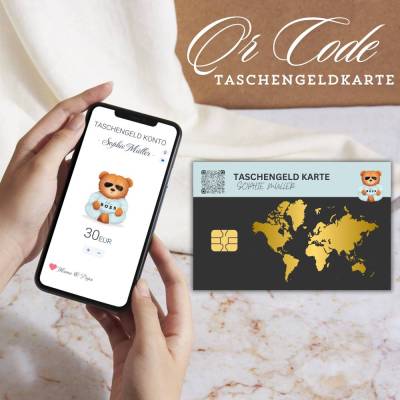 QrCode Taschengeldkarte | Personalisiertes Geldgeschenk | Boss Teddy