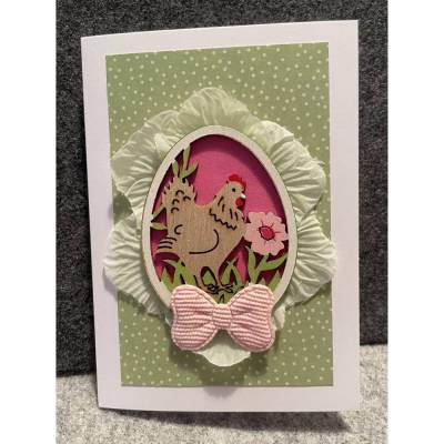 Hübsche Osterkarte, Handarbeit, mit Umschlag