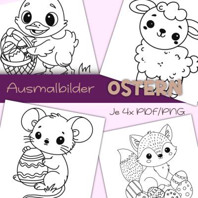 Süße Ostern-Ausmalbilder für Kinder – Digitaler Download