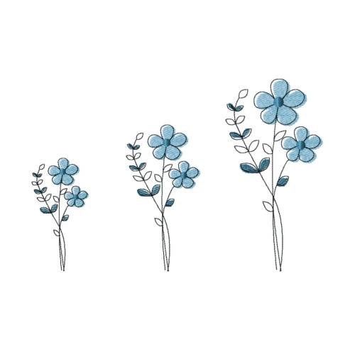 Stickdatei Blume in drei Größen, Redwork, Frühling, Sommer