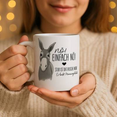 Tasse Esel 440 ml – große Kaffeetasse mit lustigem Esel-Design, robust & spülmaschinenfest