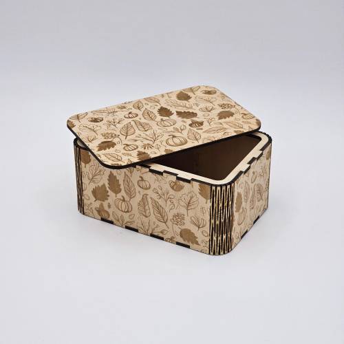 Kleine Holzbox mit Herbstlichem Muster Graviert - Ideal für Geschenke, Aufbewahrung & Dekoration, Rustic Home Decor
