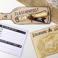 Druckvorlage Kindergeburtstag Einladung I Flaschenpost I Piraten I Geburtstagseinladung I Bastelvorlage Einladungskarte