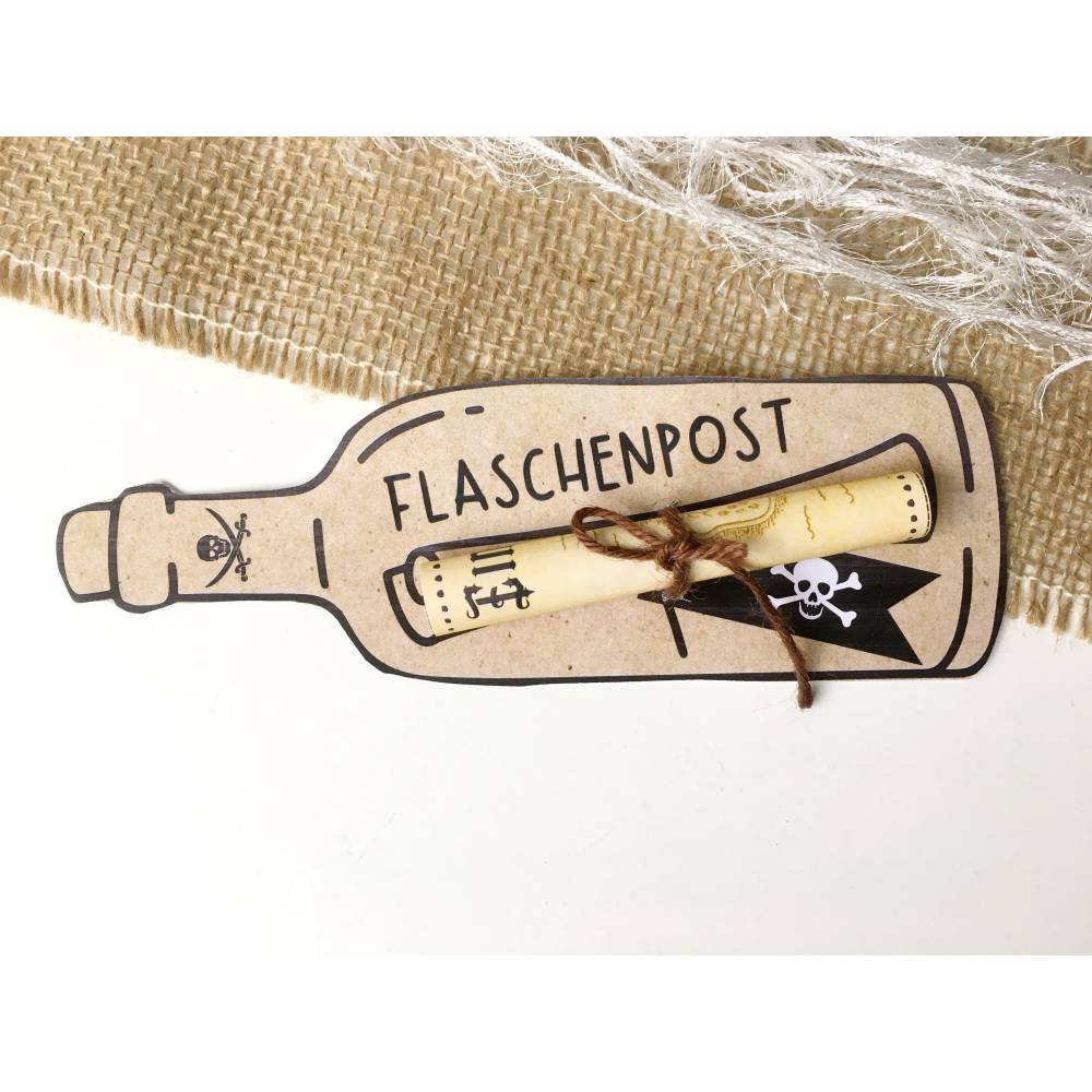 Druckvorlage Kindergeburtstag Einladung I Flaschenpost I Piraten I Geburtstagseinladung I Bastelvorlage Einladungskarte Bild 10