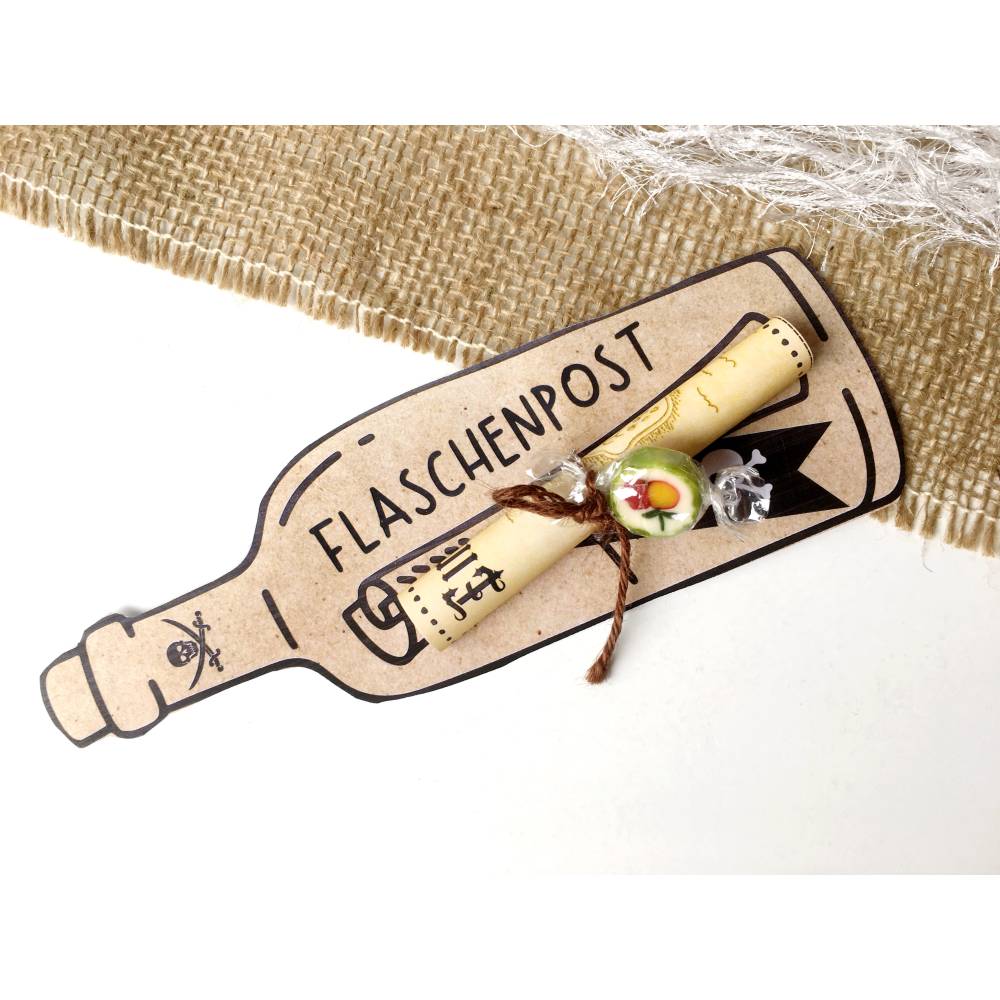 Druckvorlage Kindergeburtstag Einladung I Flaschenpost I Piraten I Geburtstagseinladung I Bastelvorlage Einladungskarte Bild 5