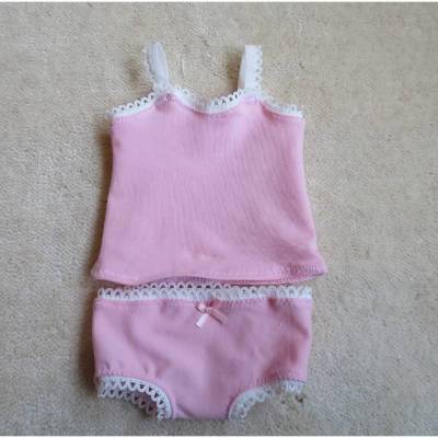 Handgemachte rosa Unterwäsche-Garnitur mit Spitze für Puppen 42-46 cm – Slip, Schlüpfer & Hemdchen
