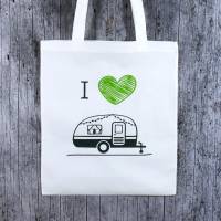 Stofftasche **Camping3** von ZWEIFARBIG Einkaufsbeutel Wohnwagen Geburtstag Mottoprint Baumwolltasche Stoffbeutel