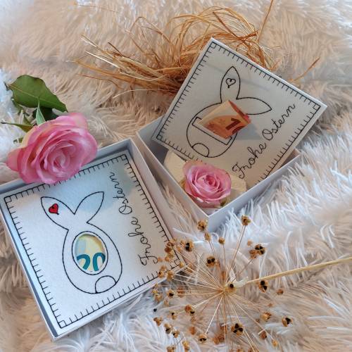 Stickdatei Ostern, Geldgeschenk, Gutschein, Geschenkbox, Geschenkkarte, Osterhase, Rahmen 13x18, deutsch, englisch