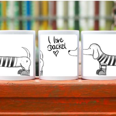 Tasse „I love Dackel“ – 15oz / 440 ml Kaffeebecher mit Hundemotiv, spülmaschinenfest & mikrowellengeeignet