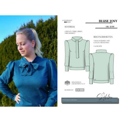 PDF-Schnittmuster Bluse Josy – Stilvolle Bluse mit Schluppe und Ballonärmeln (Gr. 32-50