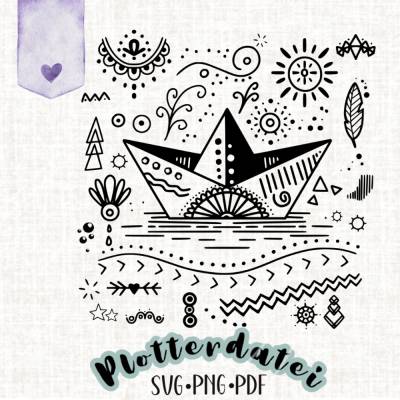 Plotterdatei “Boho Papierboot” – SVG, PNG, PDF