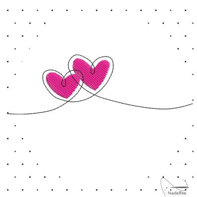 Stickdatei * 2 Herzen * 120x35 mm Maschinenstickmuster digital