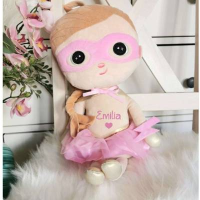 Plüschtier Supergirl mit Name Mädchen Kuscheltier Einschulung Stofftier Plüschtier Geschenk Baby Geb