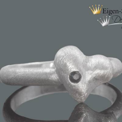 Goldschmiede Silberring "first love", Verlobungsring, Liebe, Ring mit Herz, Herz