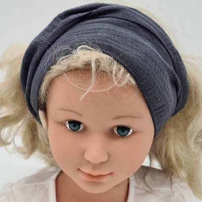 Bio-Musselin Haarband zum Binden in Dunkelgrau – Weiches, atmungsaktives Accessoire