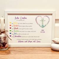 Geldgeschenk zur Taufe für Mädchen und Jungen - Taufgeschenk personalisiert Namen & Datum - Bilderrahmen