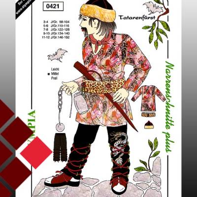 Tatarenfürst / Mongole Schnittmuster zum selber nähen, Karneval, Kostüm