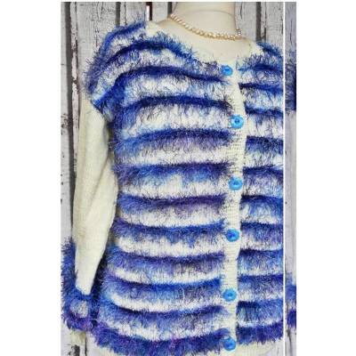 wunderschöne Damenstrickjacke Größe M/L Cardigan Damenmantel handgestrickte Jacke Strickjacke mit Streifen 