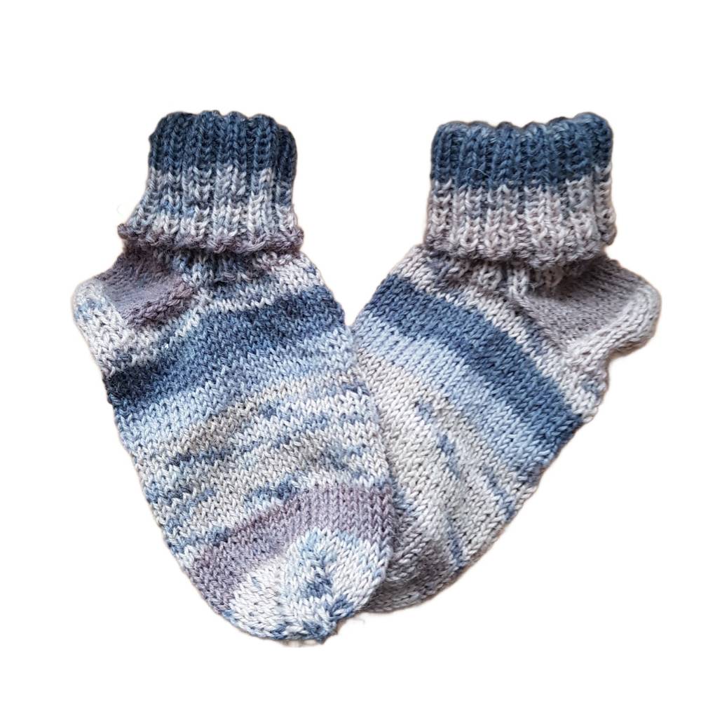 Handgestrickte Kindersöckchen Größe 21/22 – Warme Babysocken aus Wolle, Unisex & Strapazierfähig Bild 2