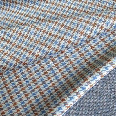 Strickstoff Jacquard mit Hahnentritt Muster in Beige, Camel und Hellblau für Kleider, Hosen, Shirts, Röcke