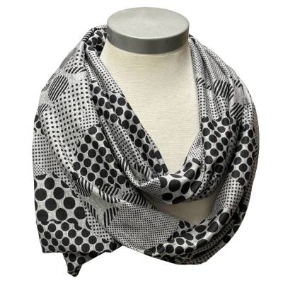Jerseyschal Damen Loopschal Viskosejersey uni Grau Schwarz Punkte