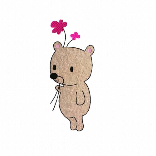 Stickdatei Bär Applikation 2 Größen, 10x10 und 13x18, Redwork, Blume, Aufnäher