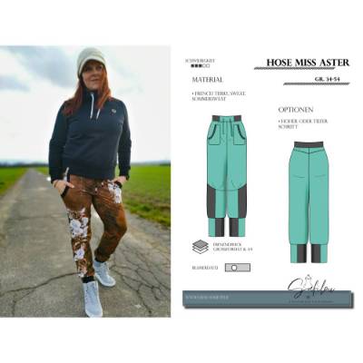 PDF-Schnittmuster für die Miss Aster Hose – Größen 34 bis 54 | Stilvolle Eleganz  inkl. Ebenen und Beamerdatei